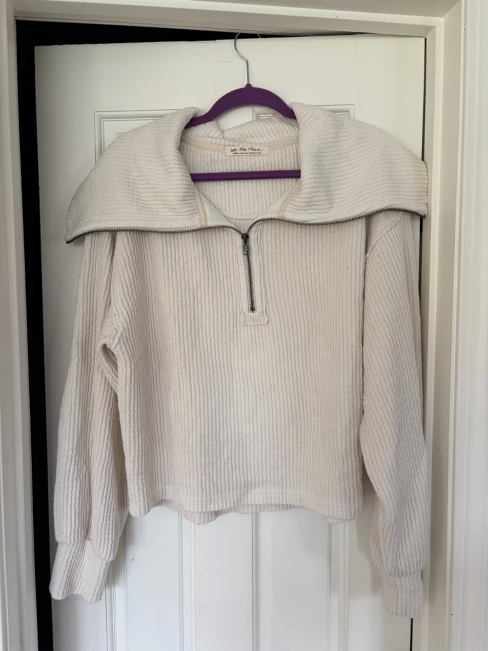 We The Free Cream Zip Funnel Neck Sweater